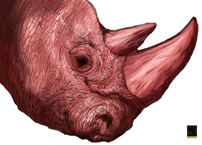rhinoceros an endangered species portrait painting made by photoshop