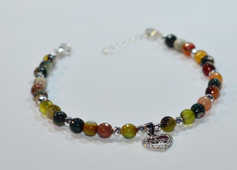 bracelet with agate and hematite elements, handmade, natural stones, another successful project for