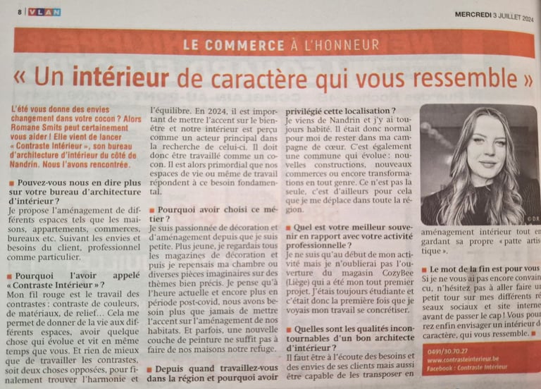 Article le commerce à l'honneur publié dans le journal Vlan
