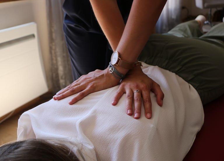 a person is getting a massager in a room