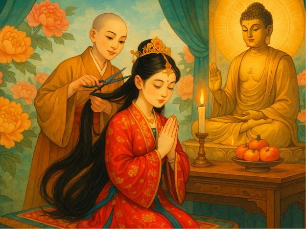 Công chúa Phất Kim xuất gia tại chùa Nhất Trụ
