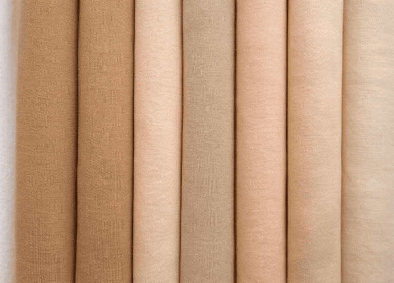 Telas de algodón enrolladas en diferentes tonos piel
