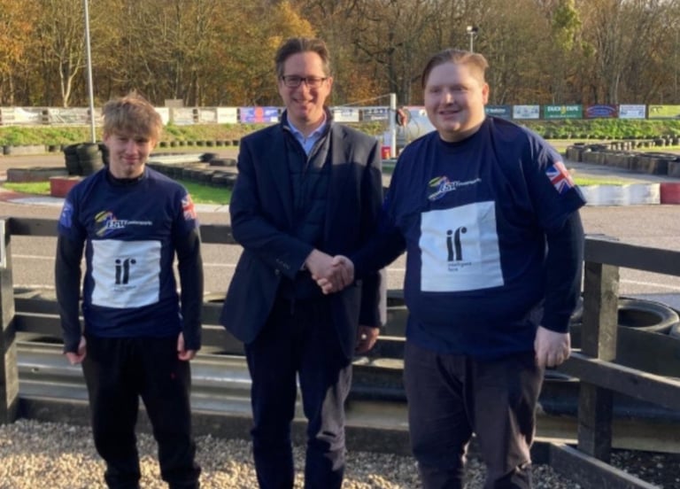 Alex Burghart, Brentwood Member of Parliament with Burwood Karting Star Ethan and Alby Saunders