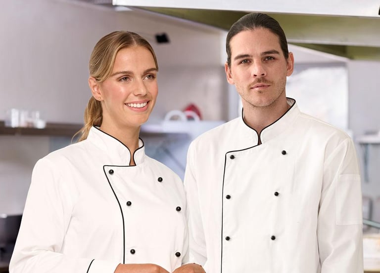 Staff wearing hospitality uniforms from Bayside Apparel Australia
