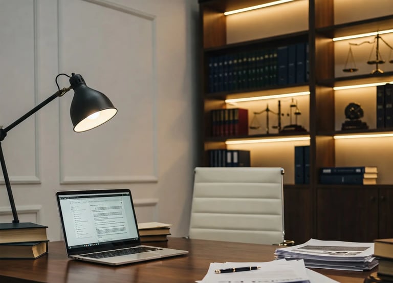 Equipo del Estudio Jurídico OLEA en Morón recibiendo a una clienta en la sala de reuniones