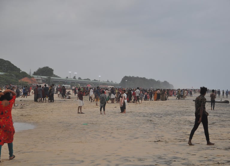 Tracey Billington at Alappuzha beach, Kerala, India