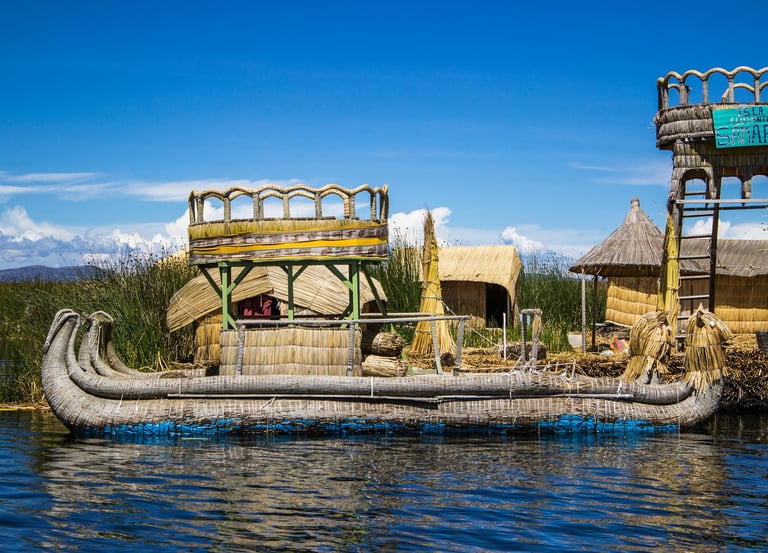 Traditional reed boat on Lake Titicaca shows the rich history of craft and generational knowledge