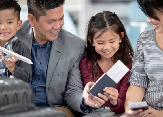 Family arrival airport travel immigration