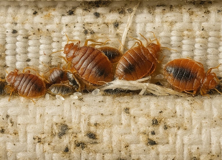 Bed bugs in a mattress