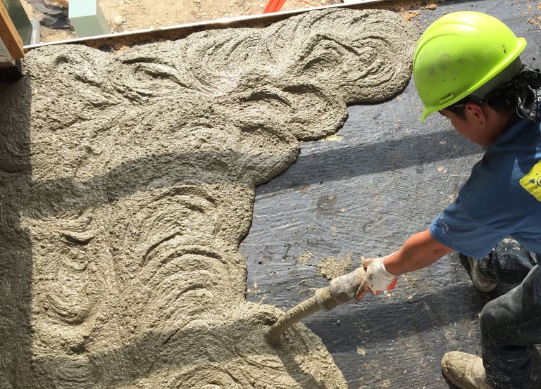 Concrete deck with waterproofing.