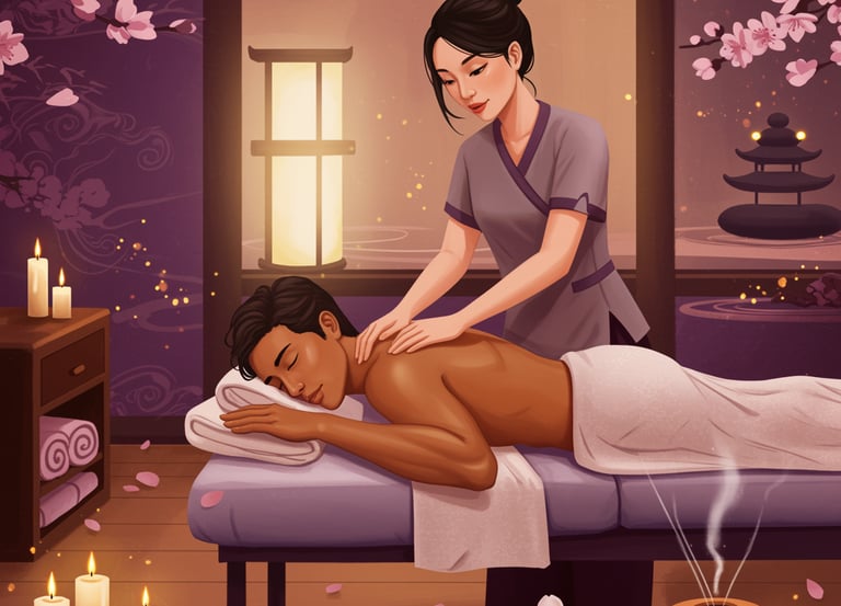 Asian girl performing relaxation massage