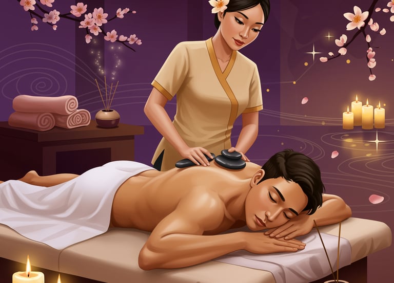 Man getting a hot stone massage treatment