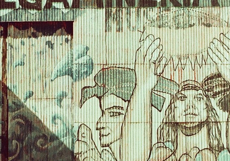 Mural in Mendoza, Argentina showing social resistance in Latin America against large-scale mining