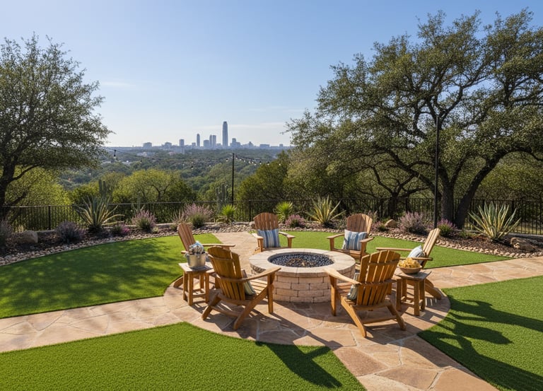 Backyard synthetic grass