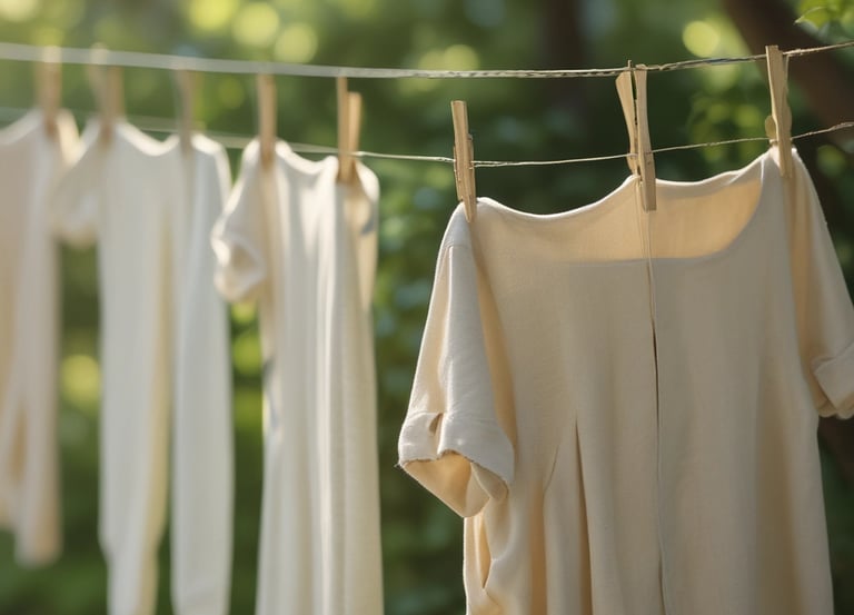 Clothes hung on a clothes line outside