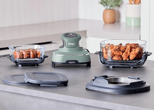 non-toxic glass air fryer on a clean kitchen counter