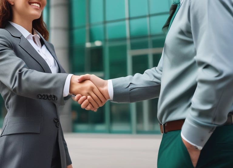 Diretor da Venerra facilities apertando mão de gestor predial, selando parceria em São Paulo