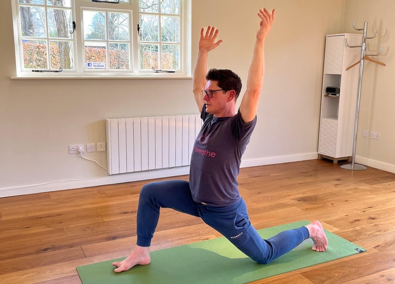 Yoga instructor Will stretch