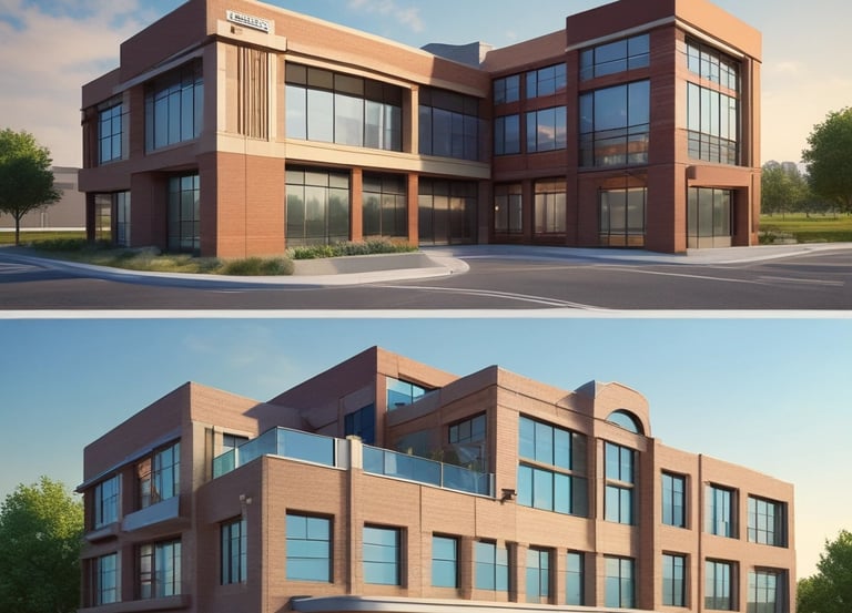 A modern workspace with multiple screens displaying maps and data analytics.