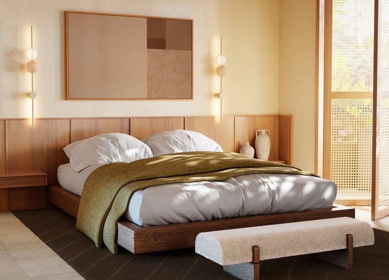 chambre d'architecte d'intérieur 3d avec fenetre