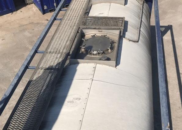 Top view of ISO tank representing access to spare parts and components