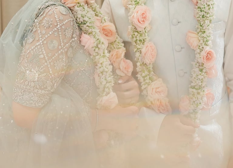 a man and woman in a wedding ceremony