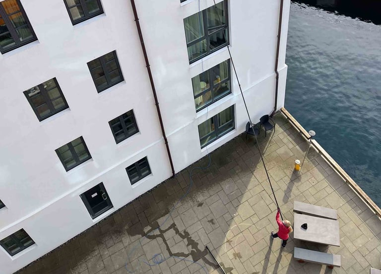 Vindusvask med rentvannsystem