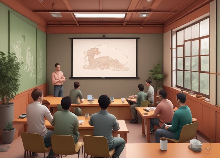 A cozy training room with chairs arranged for a workshop session.