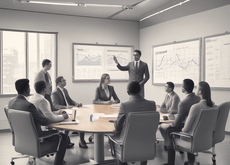 A professional consultant discussing licensing documents with a client in a modern office.