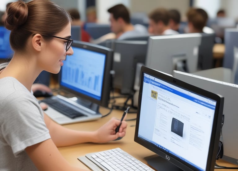 A confident trainer engaging a small group in a bright, modern training room.