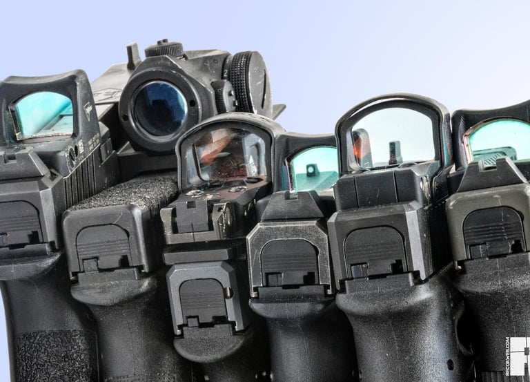 Tactical military gear including an assault rifle, pistol, helmets, and ammo crates on camouflage netting.