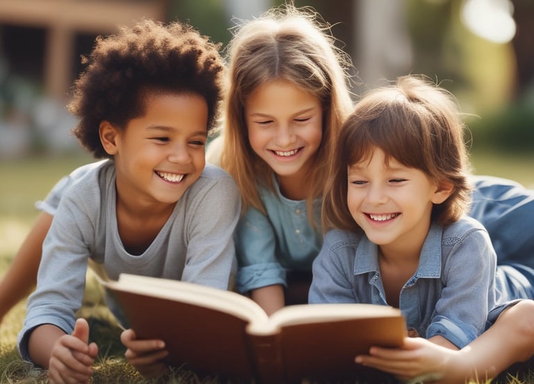 A friendly teacher engaging with students in a bright classroom setting.