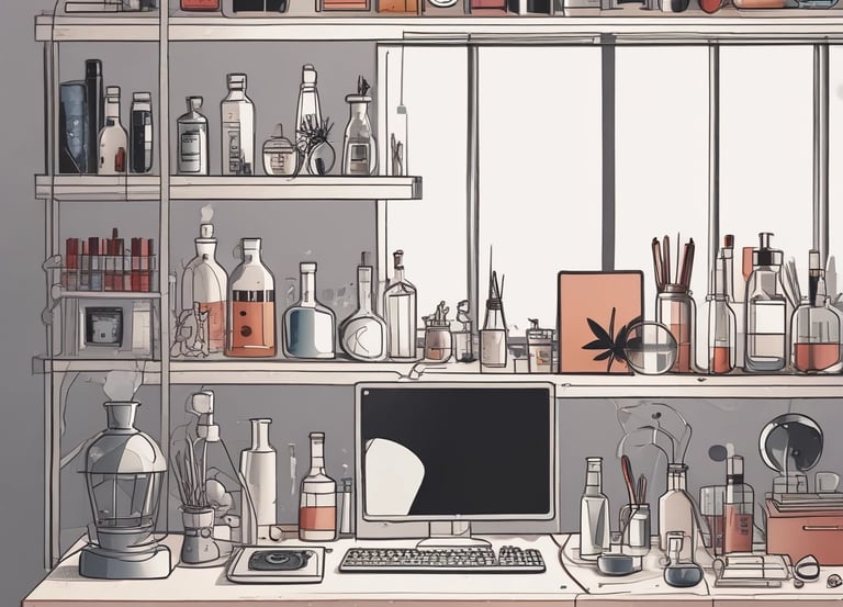 A cozy workspace with colorful word puzzles and a laptop open to a puzzle creation page.