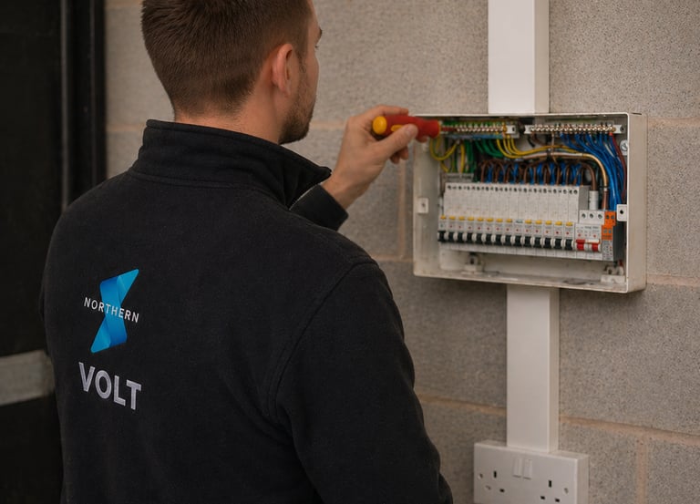 Electrician working on consumer unit