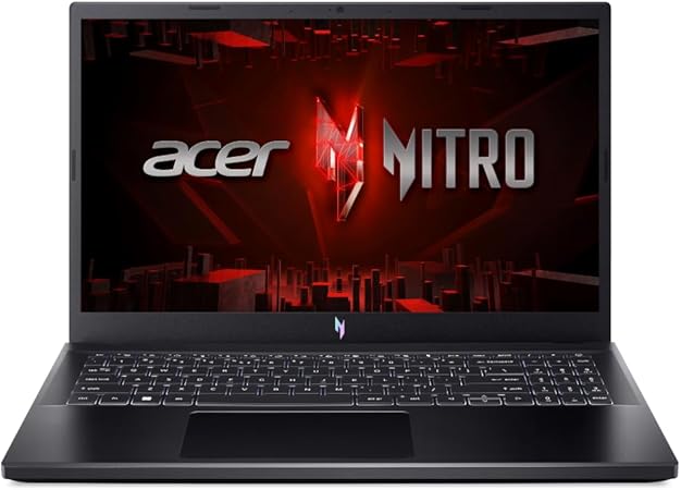 Notebook Acer Nitro V15 com acabamento premium e teclado retroiluminado branco.