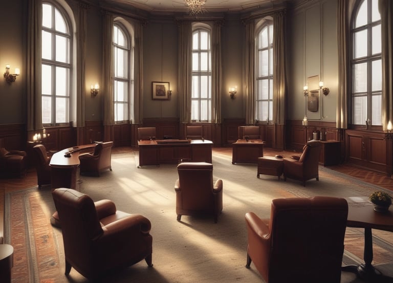 Professional business lawyers discussing case documents in a modern office.