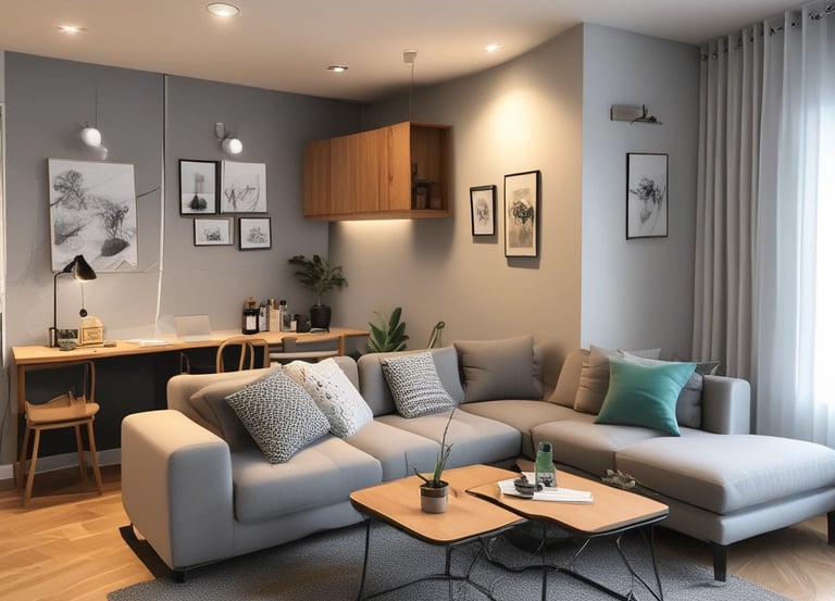 A welcoming, modern apartment interior designed for comfort and convenience.