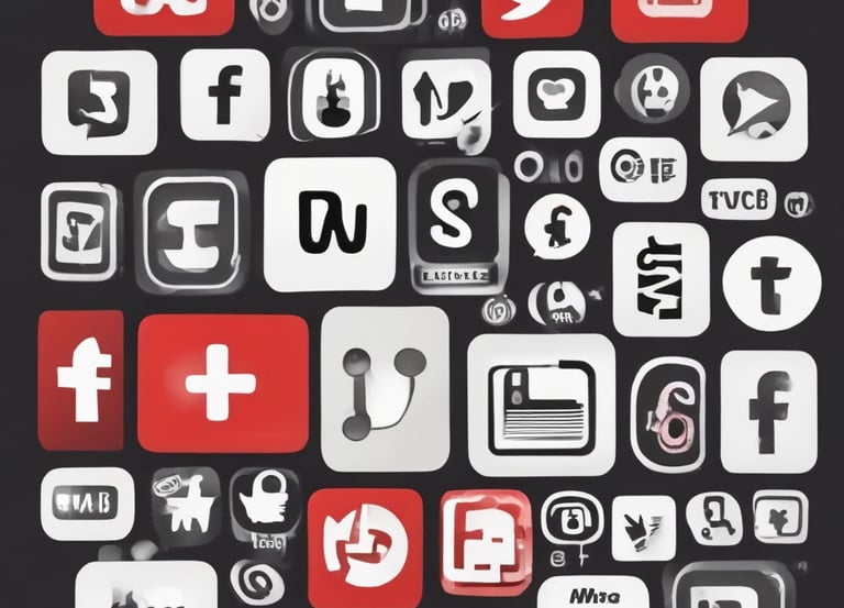 A vibrant collage featuring icons of Instagram, Facebook, YouTube, TikTok, Snapchat, Hulu, and Disney streaming logos.