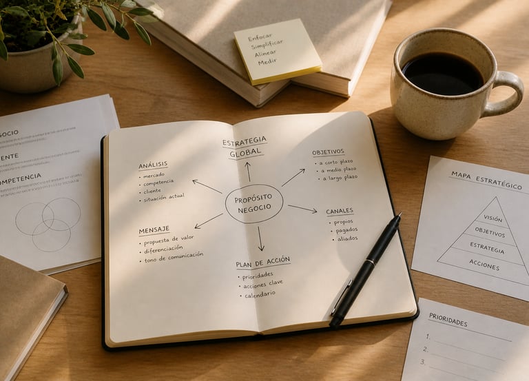 Material de estrategia y organización para pequeñas marcas