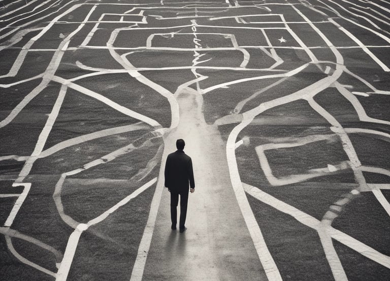 two roads between trees