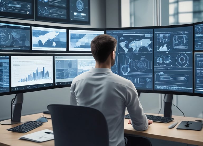 A group of professionals discussing a project in a modern office setting.