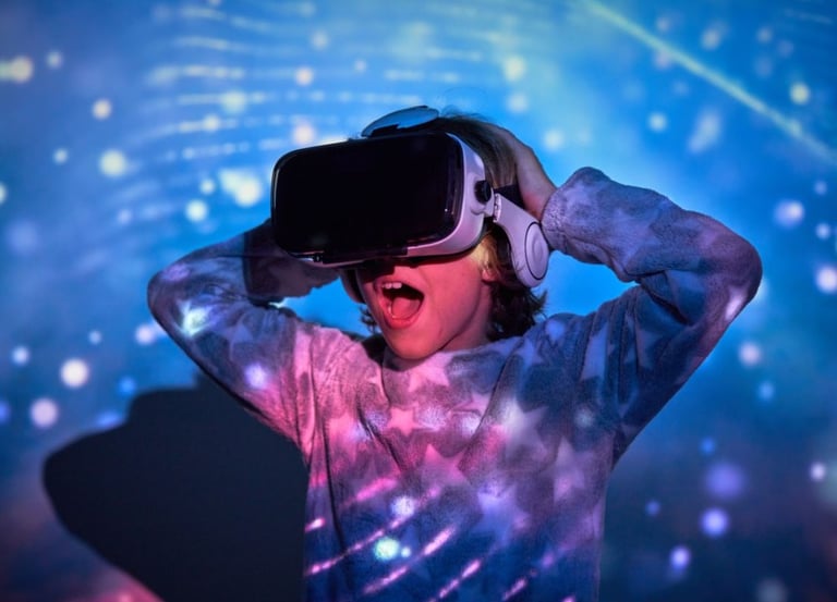 Un niño alucina con sus gafas de realidad virtual
