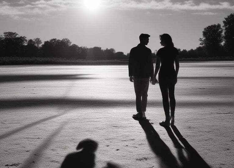 a man and a woman looking at the camera
