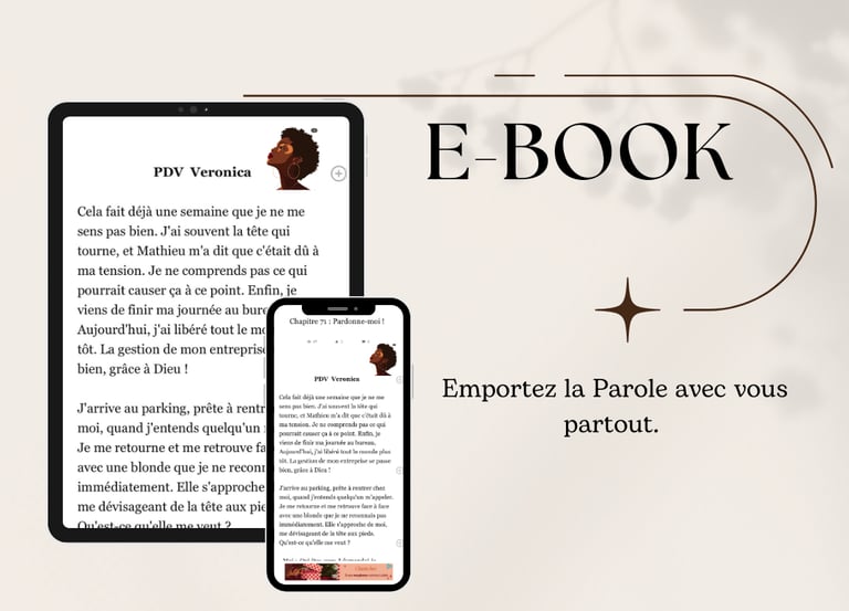 "Tablette et smartphone affichant un eBook, accompagnés du titre 'E-BOOK