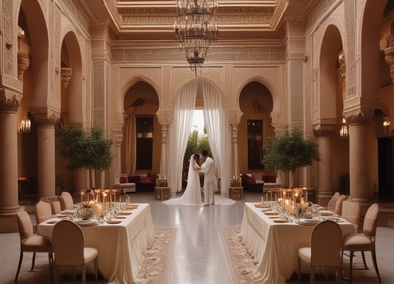 A rustic stone villa with multiple windows is complemented by a clear swimming pool in the foreground. The villa features a staircase leading up to an arched balcony, and is surrounded by lush greenery. A straw fringe parasol is partially visible, adding to the tropical ambiance.