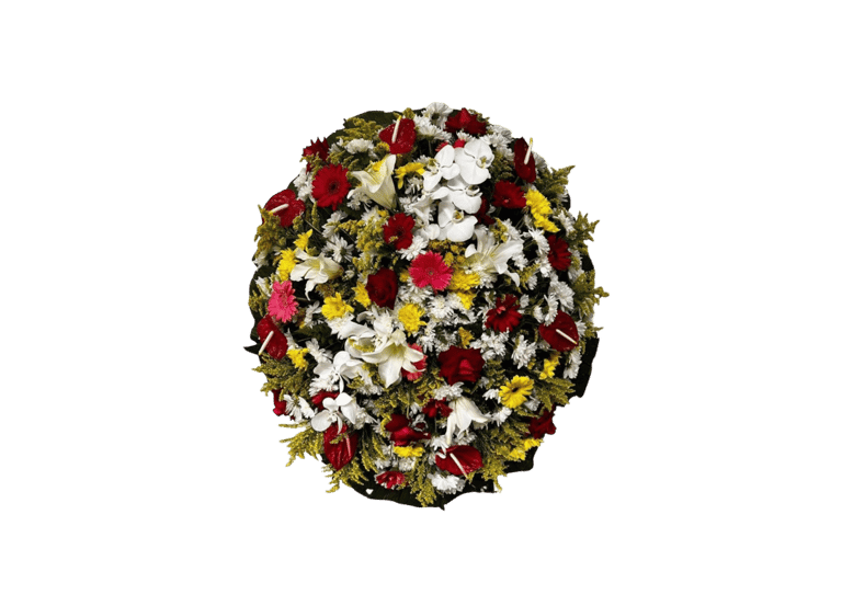 imagem mostra coroa de flores B luxo III branca da consolare são paulo