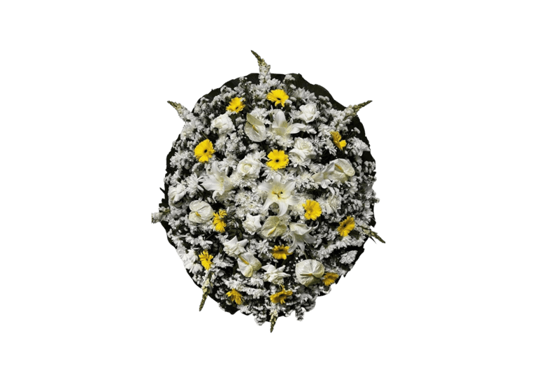 imagem mostra coroa de flores B luxo amarela da consolare são paulo