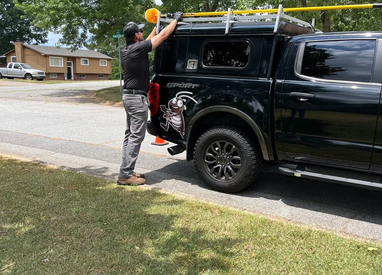 Tlc Upstate Lawn and Pest Control Truck With Service Professional 