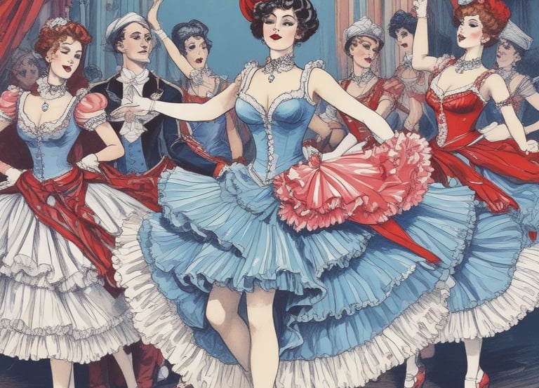 a painting of a woman in a blue dress