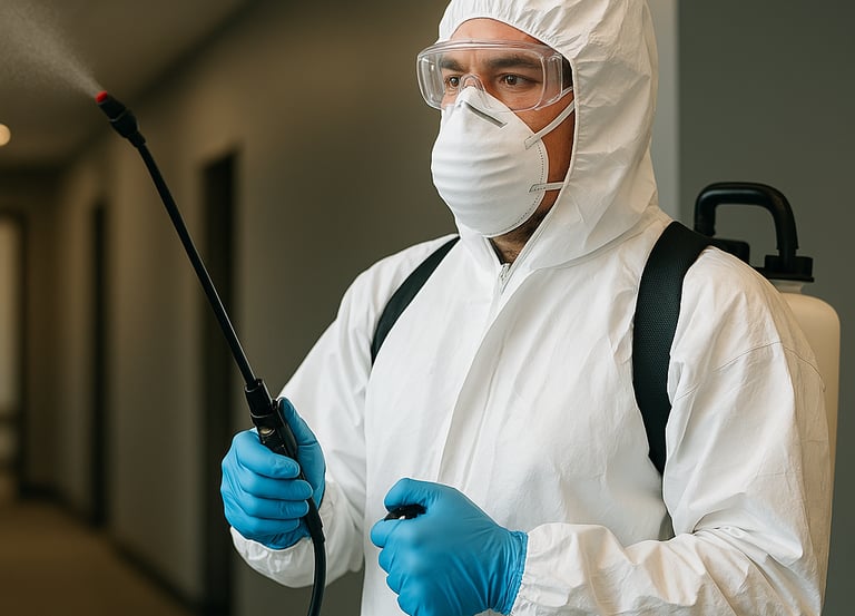 Technician applying specialized surface treatment